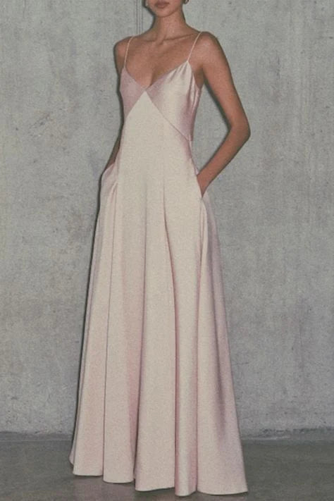 Light Pink Simple A Line Spaghetti Strap Satin Long Prom Dress Evening Dress simple gentle atmospheric and unique desi Bring summer colors to enhance whiteness