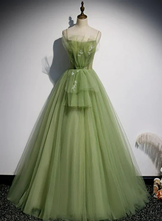 Light green gauze dress strap design suitable for dinner parties