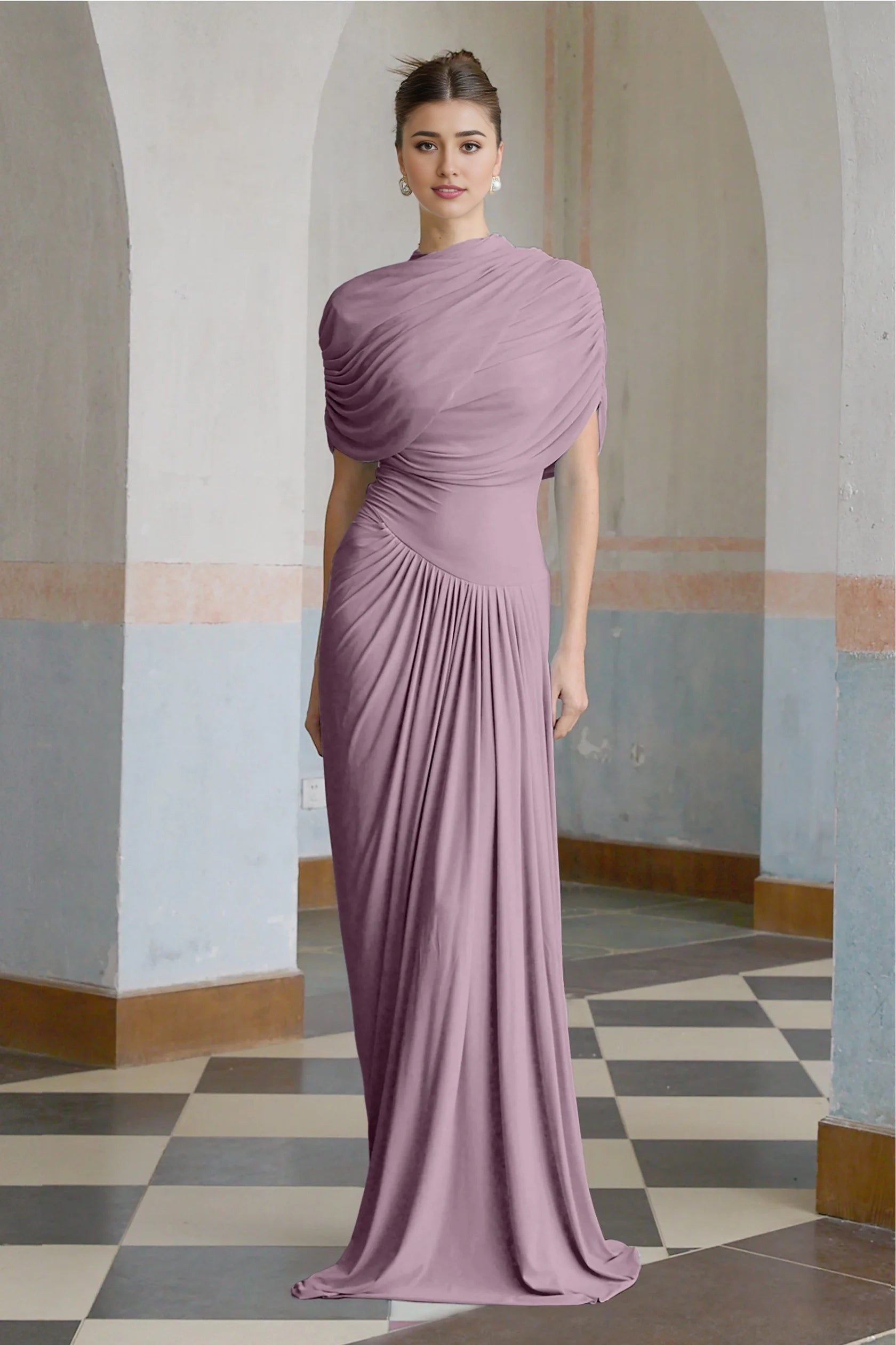 Lilac Draped Asymmetric Maxi Dress Catherine asymmetrical pleated maxi dress in Purple Evening Dress
