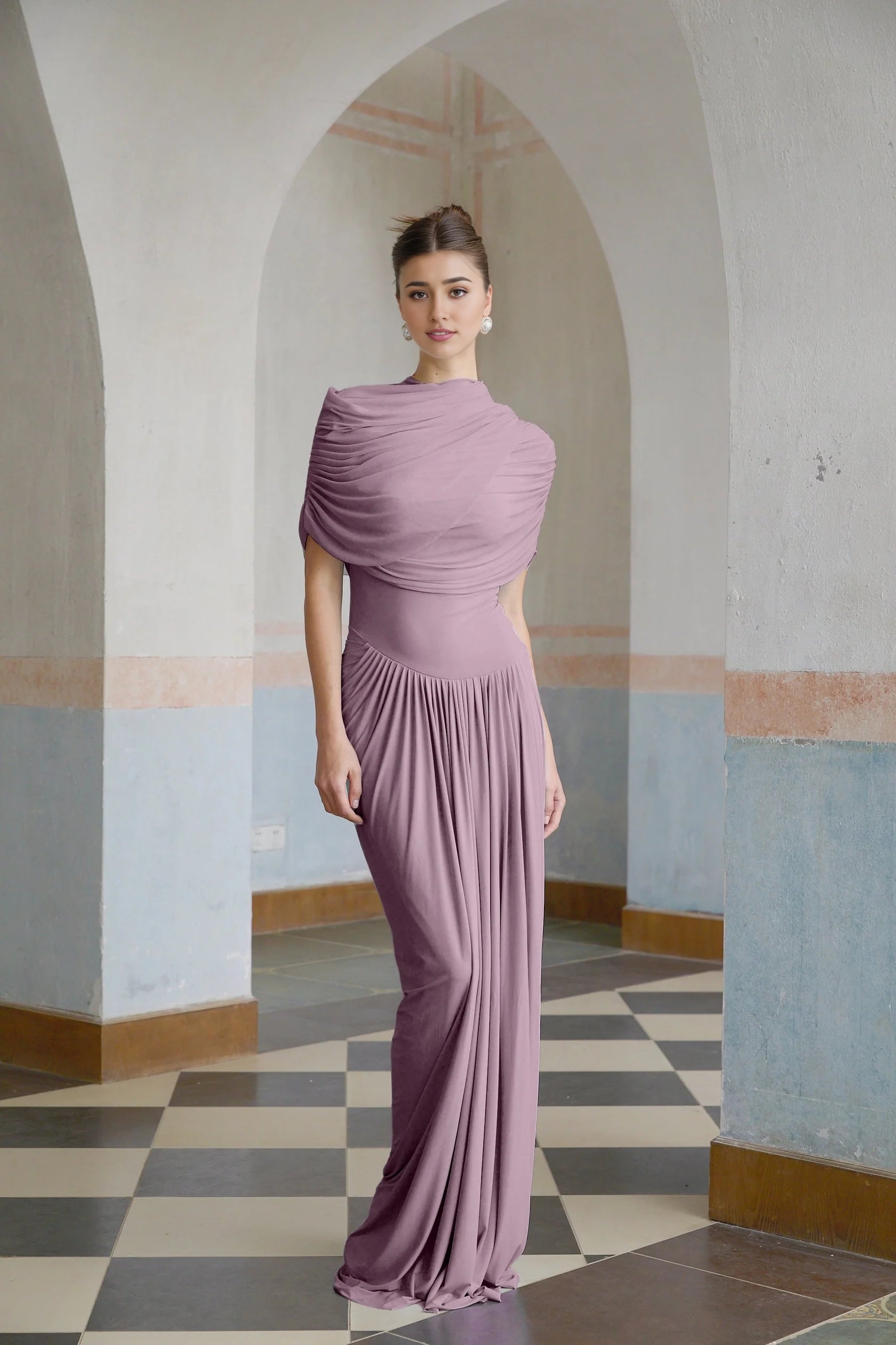 Lilac Draped Asymmetric Maxi Dress Catherine asymmetrical pleated maxi dress in Purple Evening Dress