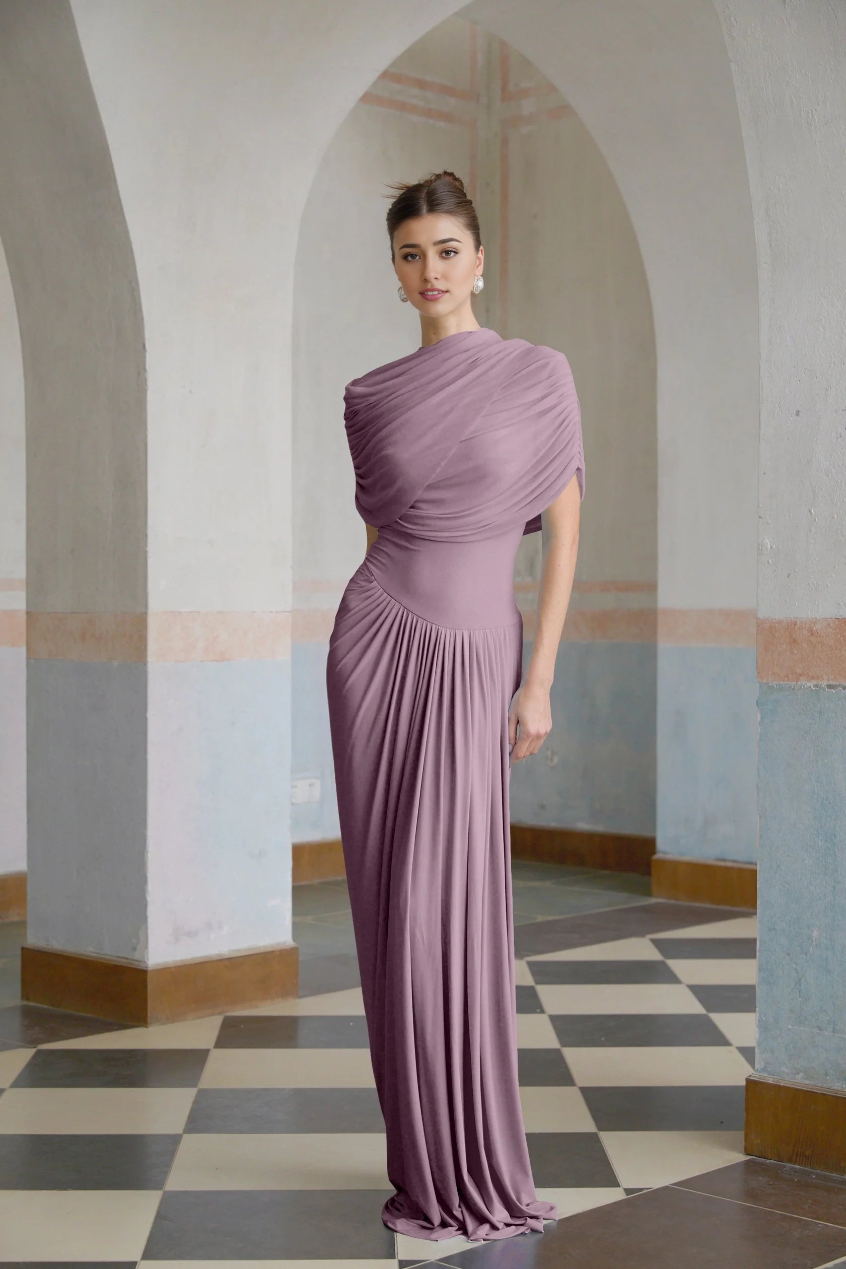 Lilac Draped Asymmetric Maxi Dress Catherine asymmetrical pleated maxi dress in Purple Evening Dress