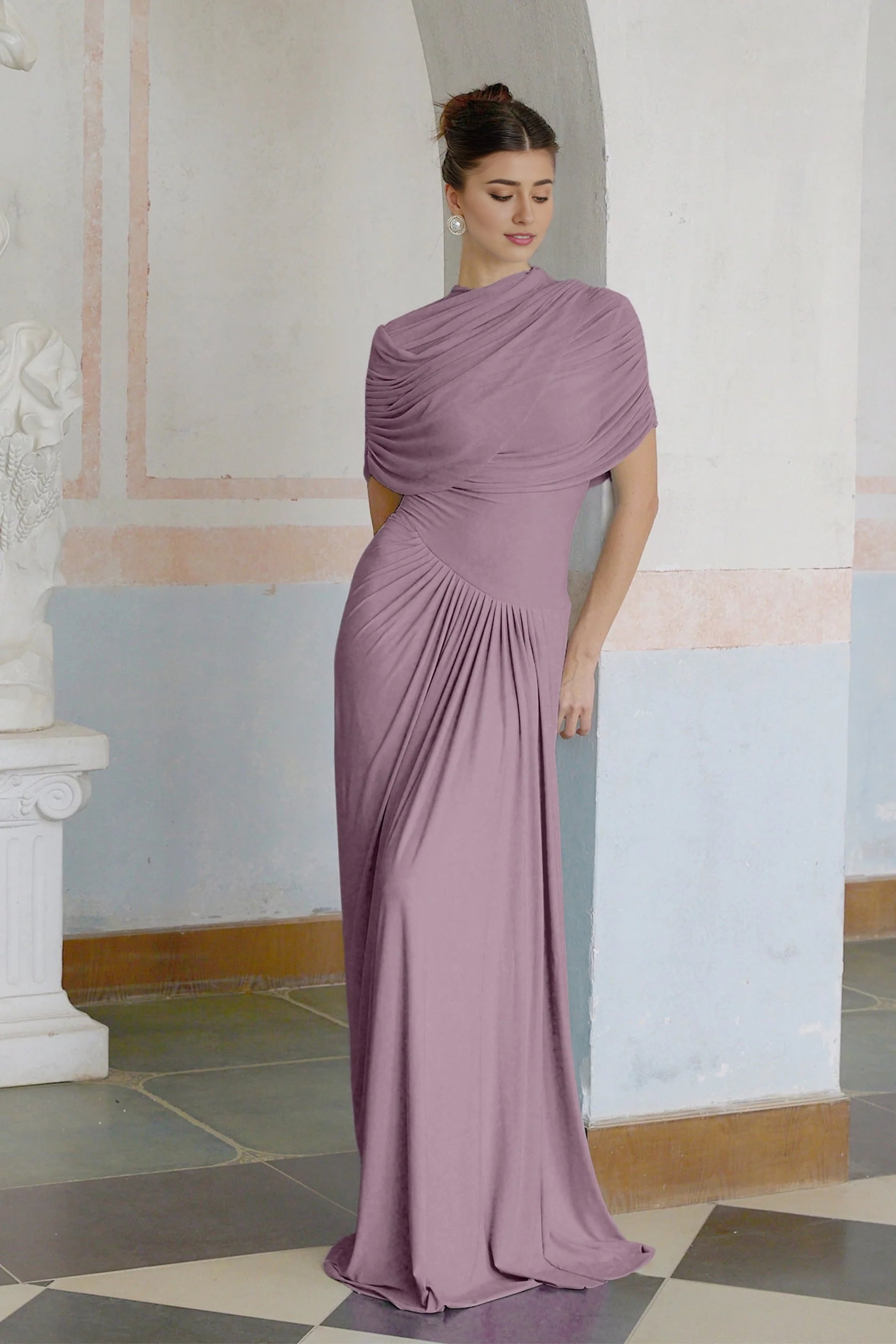 Lilac Draped Asymmetric Maxi Dress Catherine asymmetrical pleated maxi dress in Purple Evening Dress