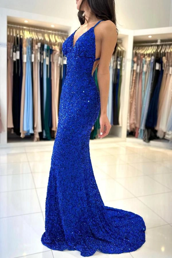Lilac Royal Blue Mermaid Evening Dress Sleeveless Simple gentle atmospheric and unique design