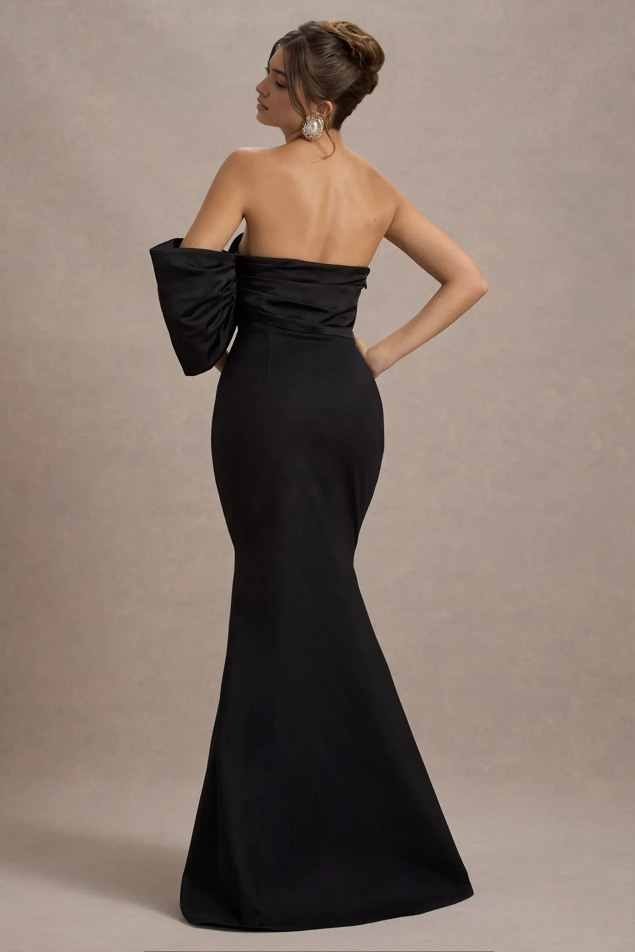 Lively Mermaid Off Shoulder Puff Sleeve Open Back Floor Length For Ladies Evening Dress
