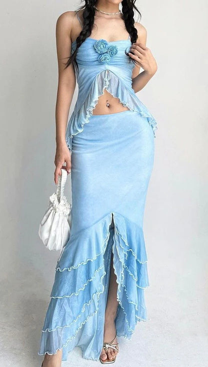 Long Chiffon Outdoor Holiday Travel Party Dress simple gentle atmospheric and unique desi Bring summer colors to enhance whiteness