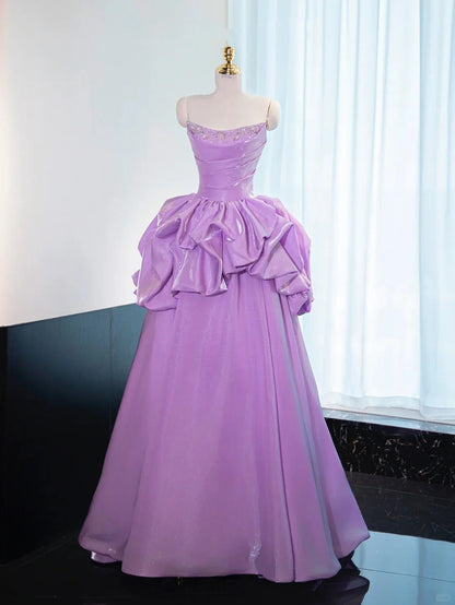 Long Floor Length Satin Ball Gown Evening Dress simple gentle atmospheric and unique desi Bring summer colors to enhance whiteness