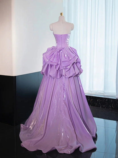Long Floor Length Satin Ball Gown Evening Dress simple gentle atmospheric and unique desi Bring summer colors to enhance whiteness