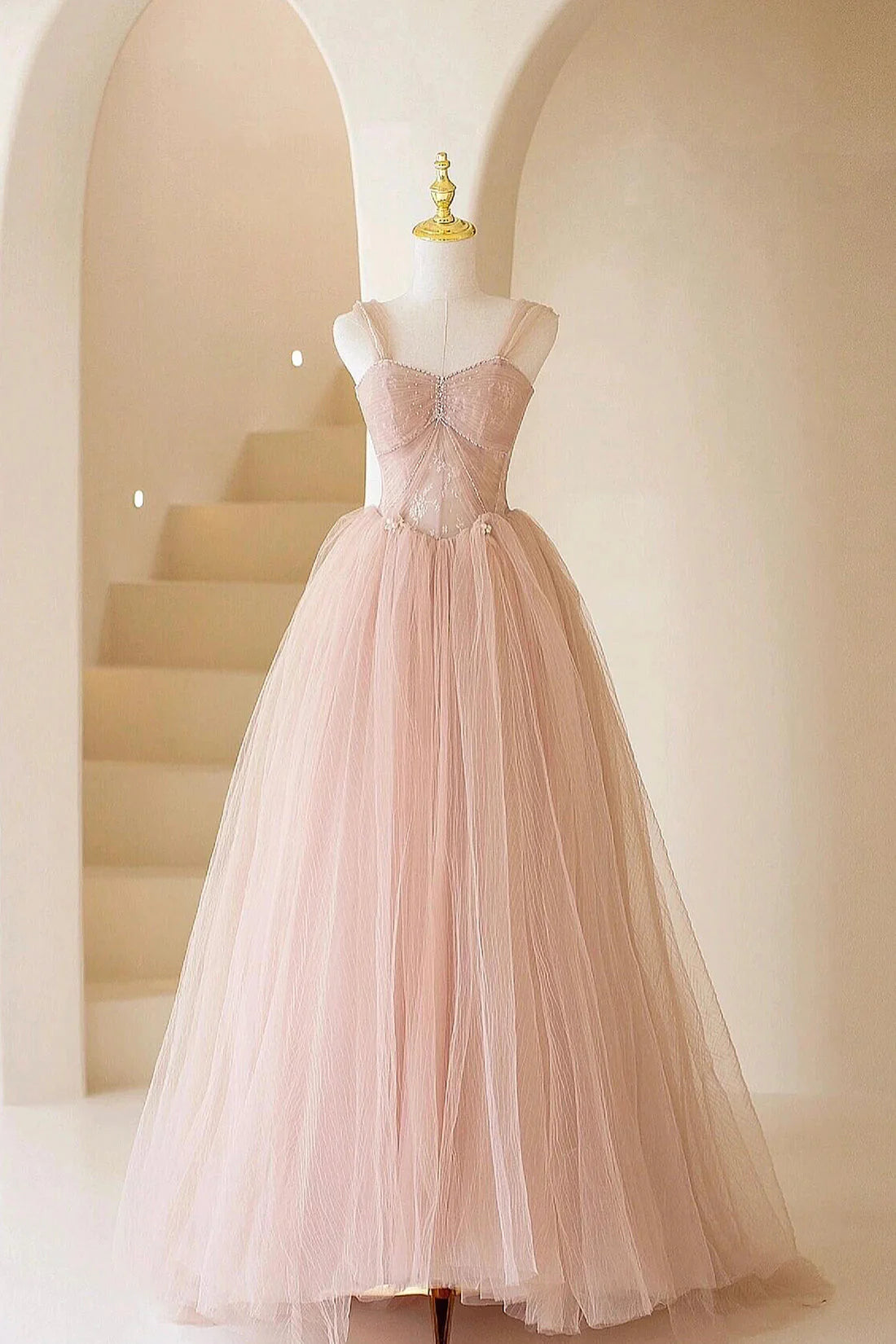 Long Formal Dress Beautiful A-Line Off Shoulder Pink Prom Dress simple gentle atmospheric and unique desi Bring summer
