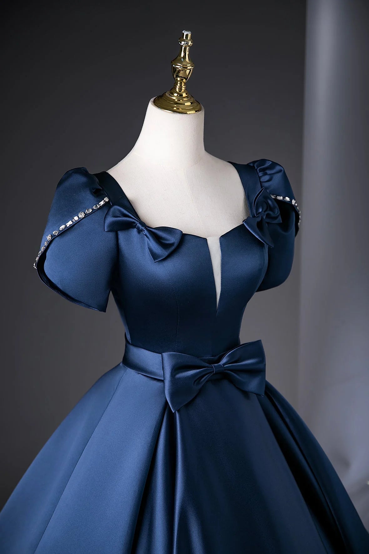 Long Prom Dress A-Line Short Sleeve Evening Party Dress simple gentle atmospheric and unique desi Brin