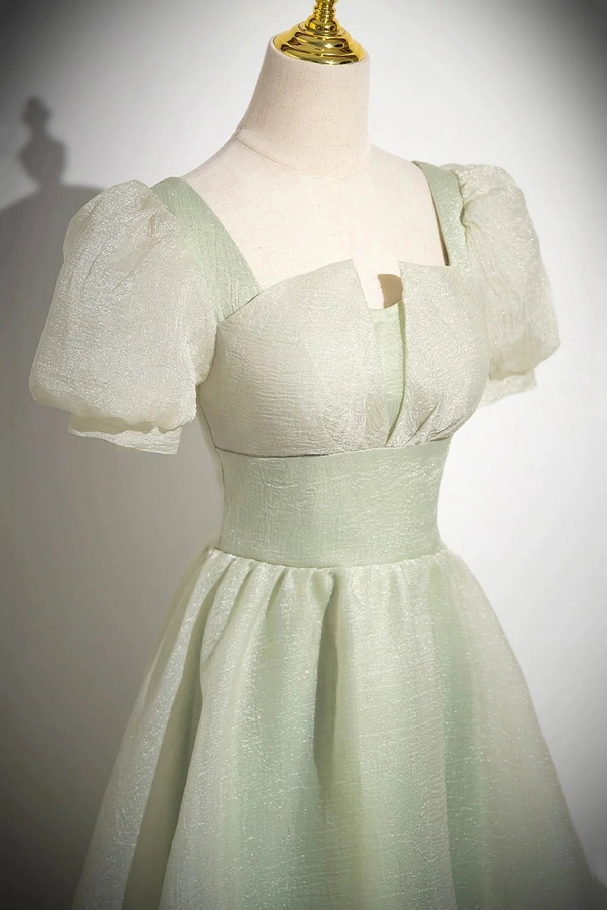 Long Prom Dress Green A-Line Short Sleeve Evening Party Dress simple gentle atmospheric and unique desi Brin