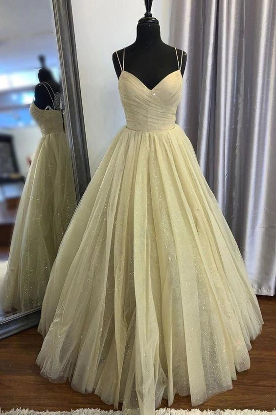 Long Prom Dress With Sparkle Tulle Floor Length Formal Evening Dress simple gentle atmospheric and unique desi Bring summer colors to enhance whiteness
