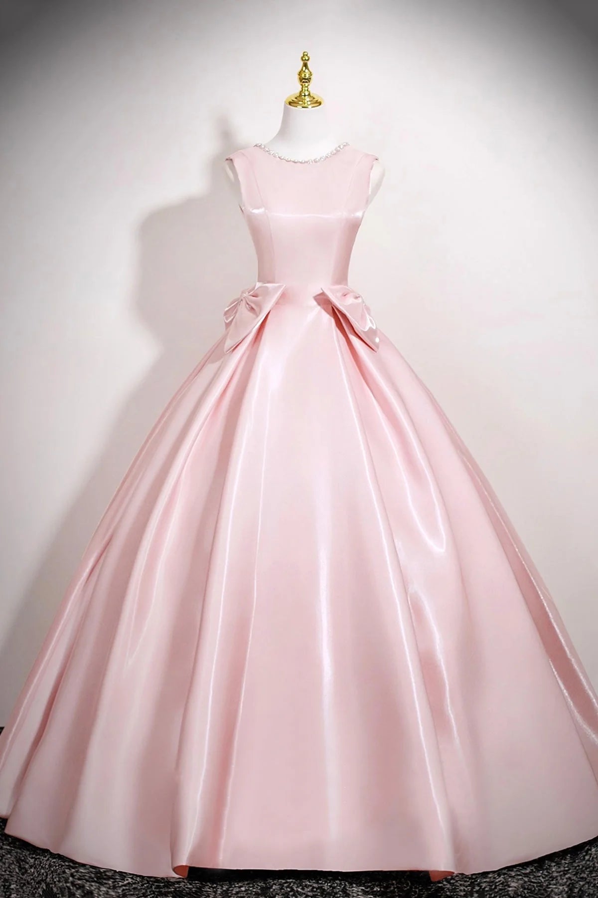 Long Prom Dress with Bow Pink A-Line Evening Party Dress simple gentle atmospheric and unique desi Brin