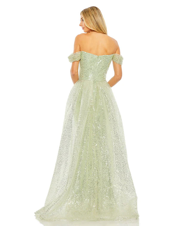 Luminous Mermaid Off-The-Shoulder Short-Sleeve Open-Back Floor-Length Prom Dress
