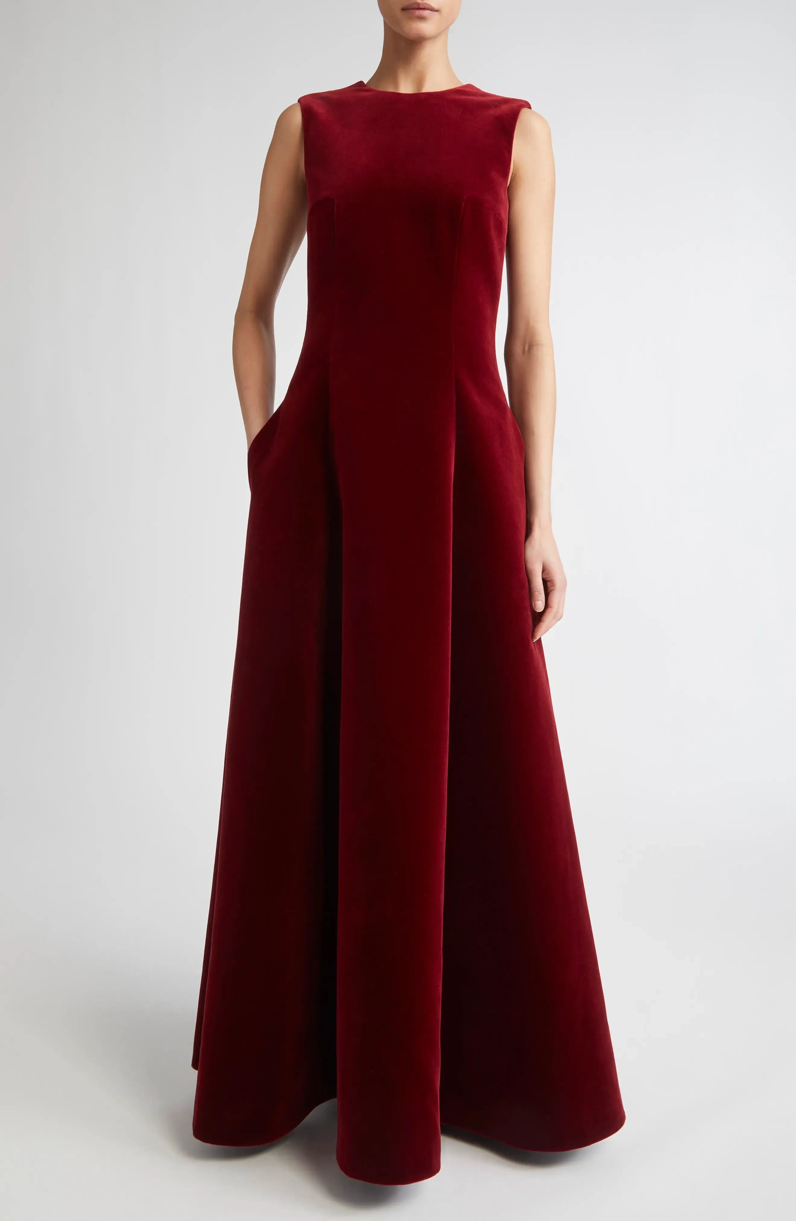 Luxe A-Line Crew Neck Sleeveless Scoop Back Floor Length For Sale Prom Dress