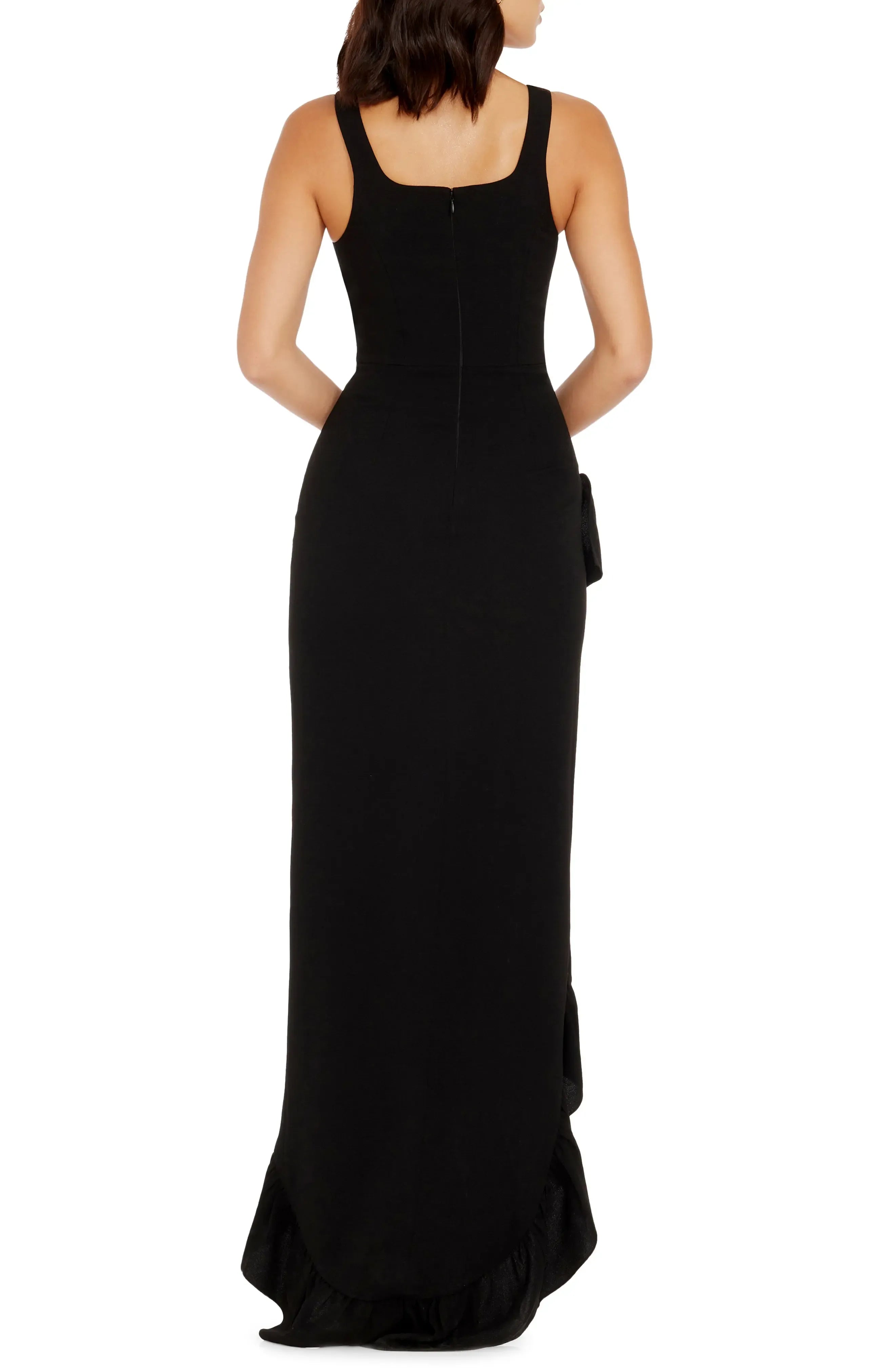 Luxe Bodycon Square Neck Sleeveless Zipper Back High Low For Adults Evening Dress
