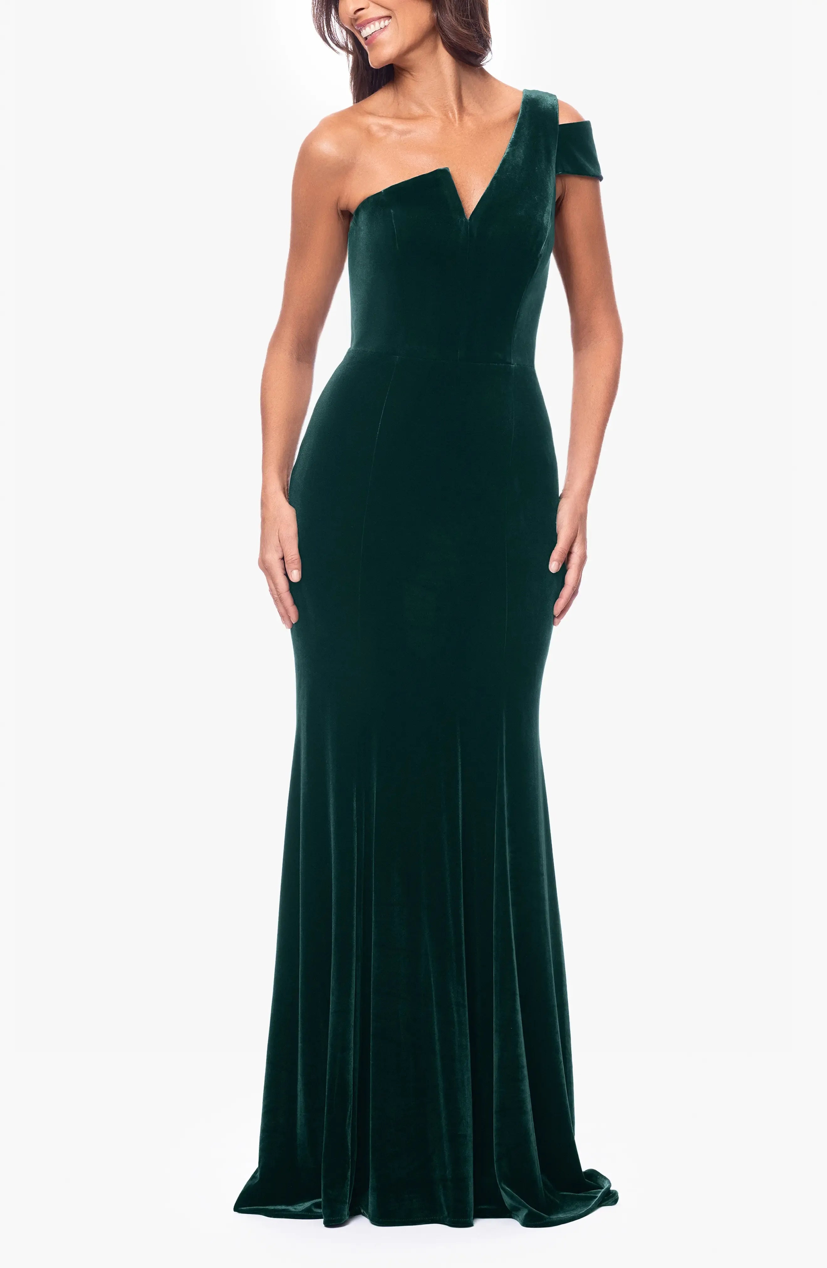 Luxurious Trumpet One Shoulder Cold Shoulder Zip Back Train Maxi For Ladies Evening Dress