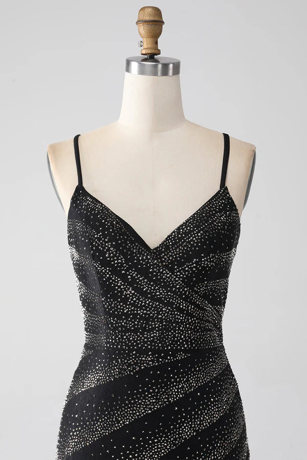 Mermaid Beaded Black Prom Dress with Slit simple gentle atmospheric and unique desi