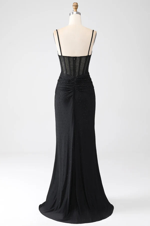 Mermaid Black Beaded Prom Dress with Ruffles simple gentle atmospheric and unique desig