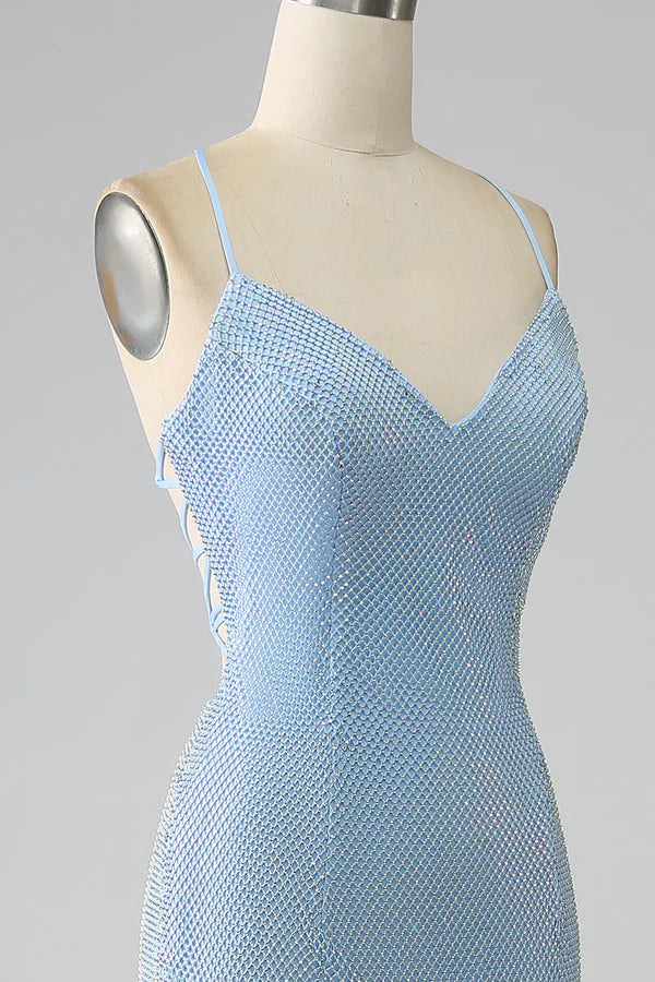 Mermaid Blue Long Prom Dress with Slit simple gentle atmospheric and unique desigentle atmospheric and unique desi