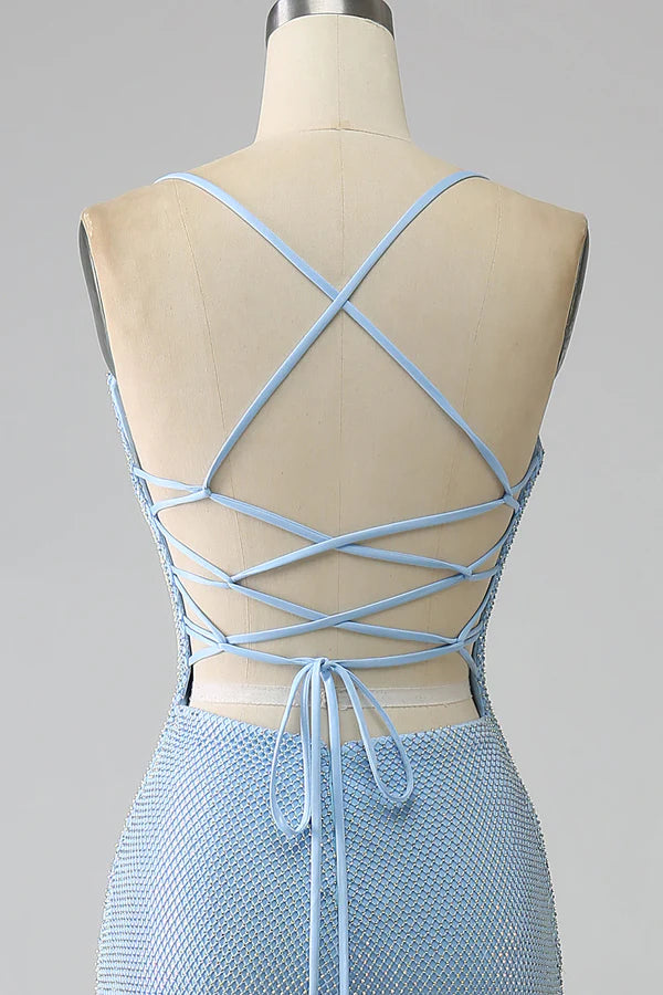 Mermaid Blue Long Prom Dress with Slit simple gentle atmospheric and unique desigentle atmospheric and unique desi