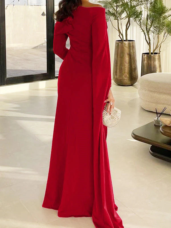 Mermaid Floor Length Long Sleeves Silk Like Satin Mother Of The Bride Dresses Prom Dress simple gentle atmospheric and unique desi Bring summer colors to enhance whiteness