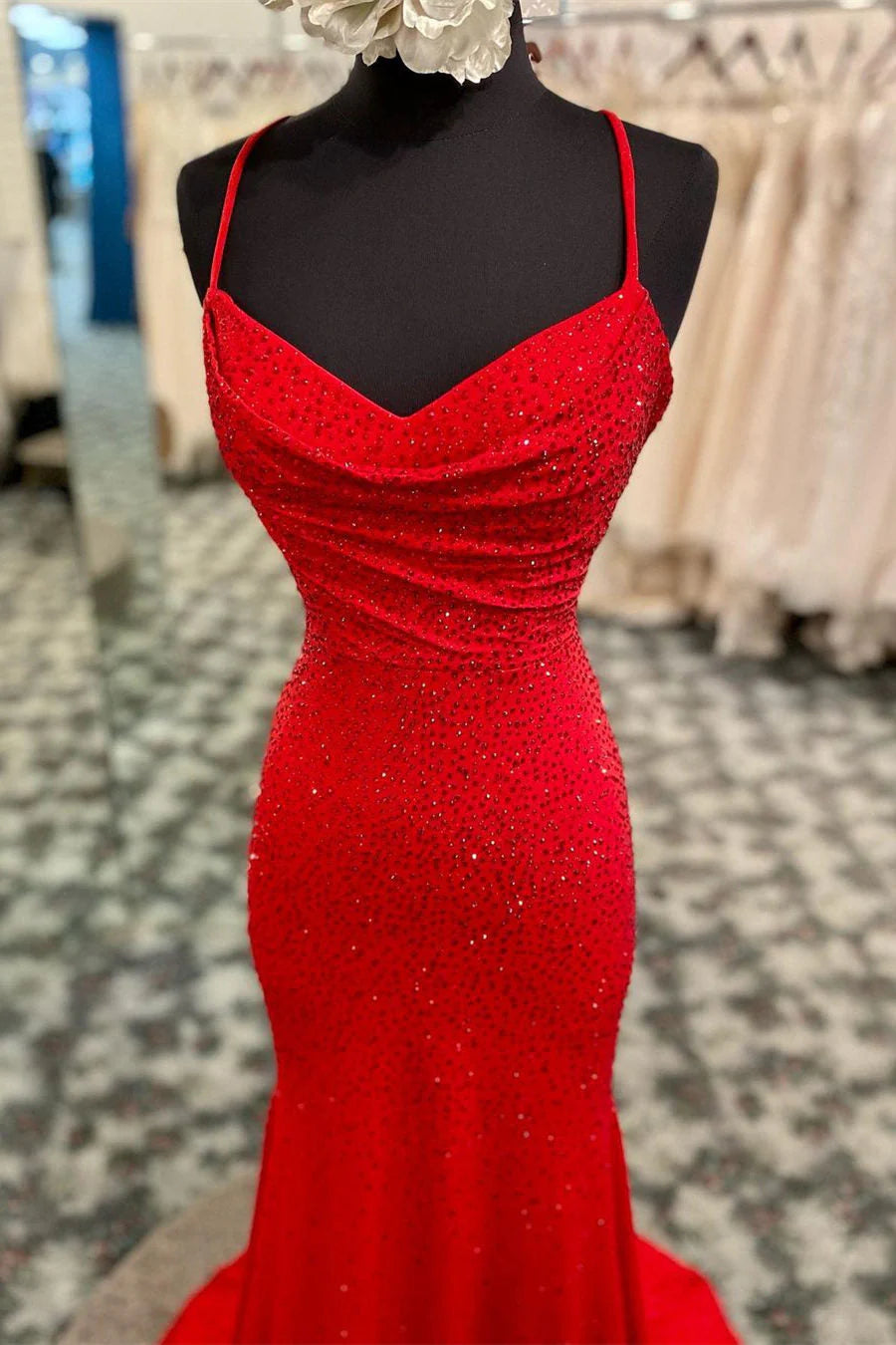 Mermaid Long Red Prom Dress with Rhinestones Royal Blue Bodycon Dresses simple gentle atmospheric and unique desi Bring summer colors to enhance whiteness