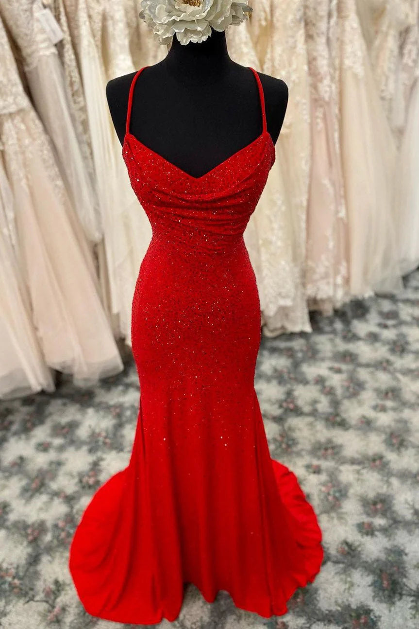 Mermaid Long Red Prom Dress with Rhinestones Royal Blue Bodycon Dresses simple gentle atmospheric and unique desi Bring summer colors to enhance whiteness