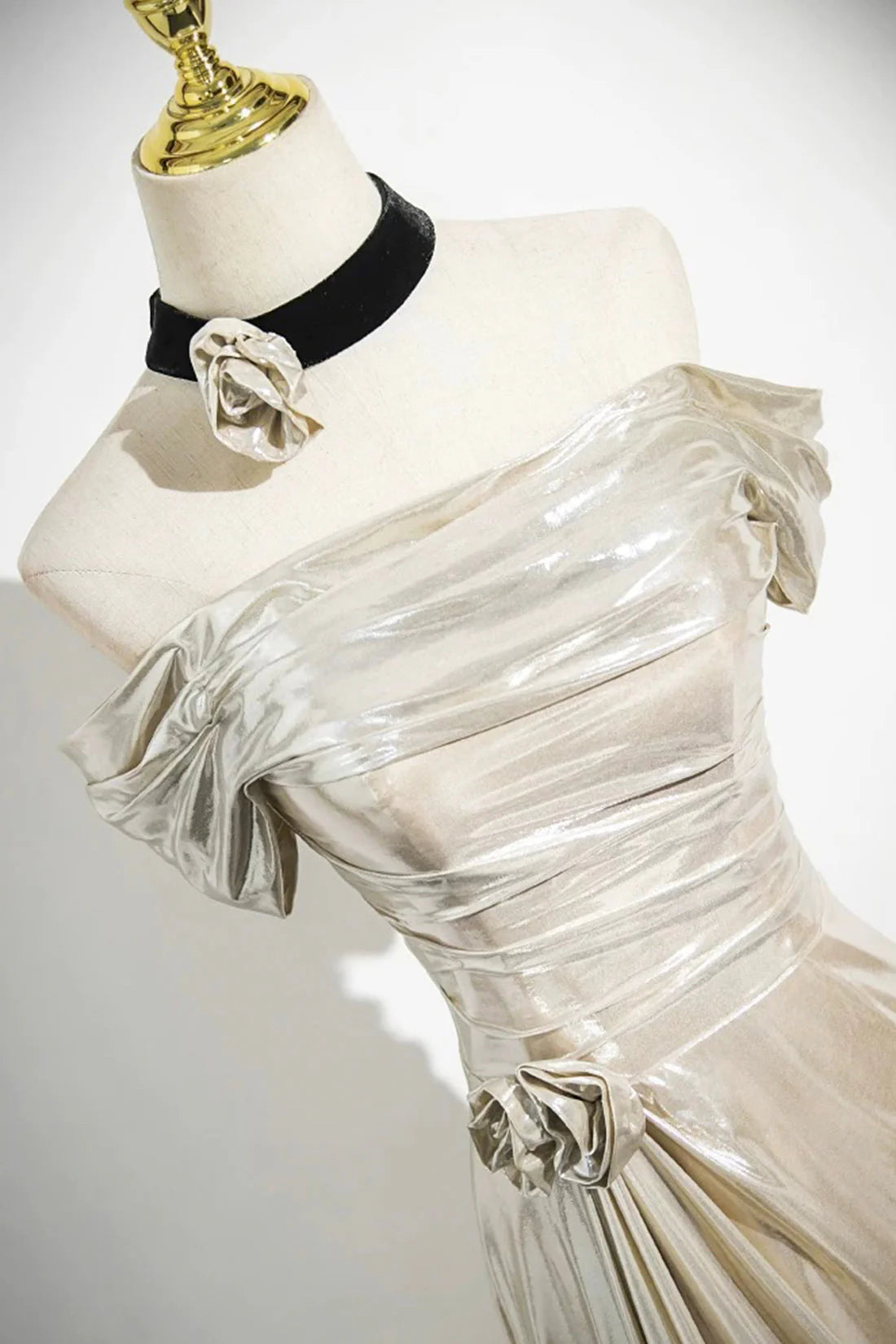 Mermaid Off the Shoulder Floor Length Prom Dress Shiny  Evening Party Dress simple gentle atmospheric and unique desi Bring summer