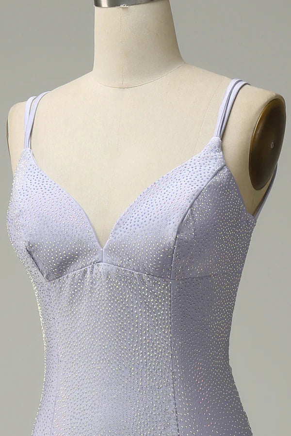 Mermaid Spaghetti Straps Lilac Long Prom Dress with Backless Simple gentle atmospheric and unique design ﻿