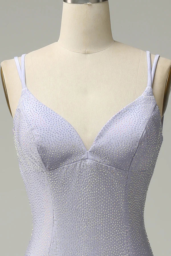 Mermaid Spaghetti Straps Lilac Long Prom Dress with Backless Simple gentle atmospheric and unique design ﻿