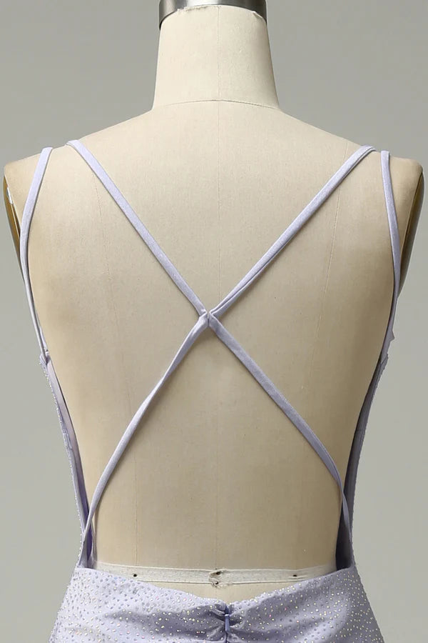 Mermaid Spaghetti Straps Lilac Long Prom Dress with Backless Simple gentle atmospheric and unique design ﻿