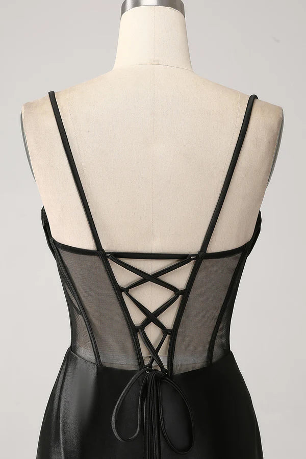 Mermaid Sweetheart Black Satin Long Prom Dress With Beading simple gentle atmospheric and unique desi