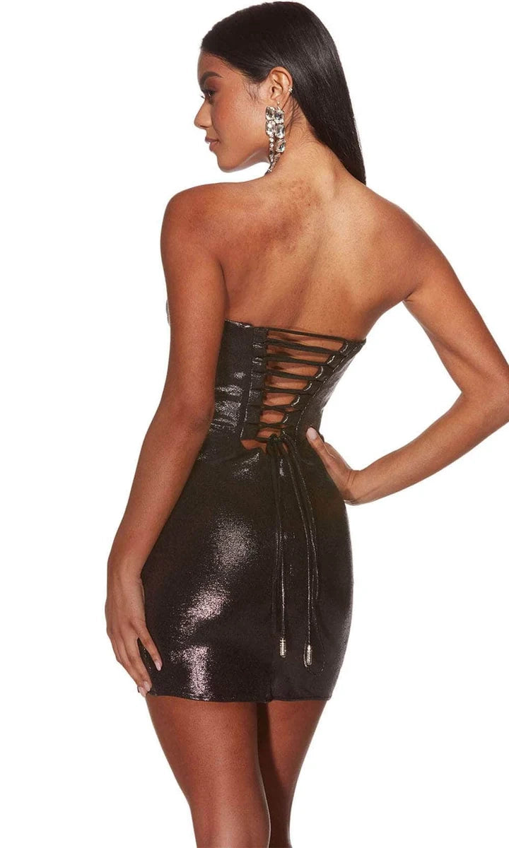 Metallic Ruched Bodice Cocktail Dress simple gentle atmospheric and unique desi Bring summer colors to enhance whiteness ﻿