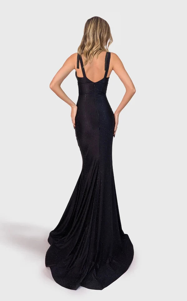 Minimalist  Mermaid V-Neck Sleeveless Open-Back Floor-Length Prom Dress