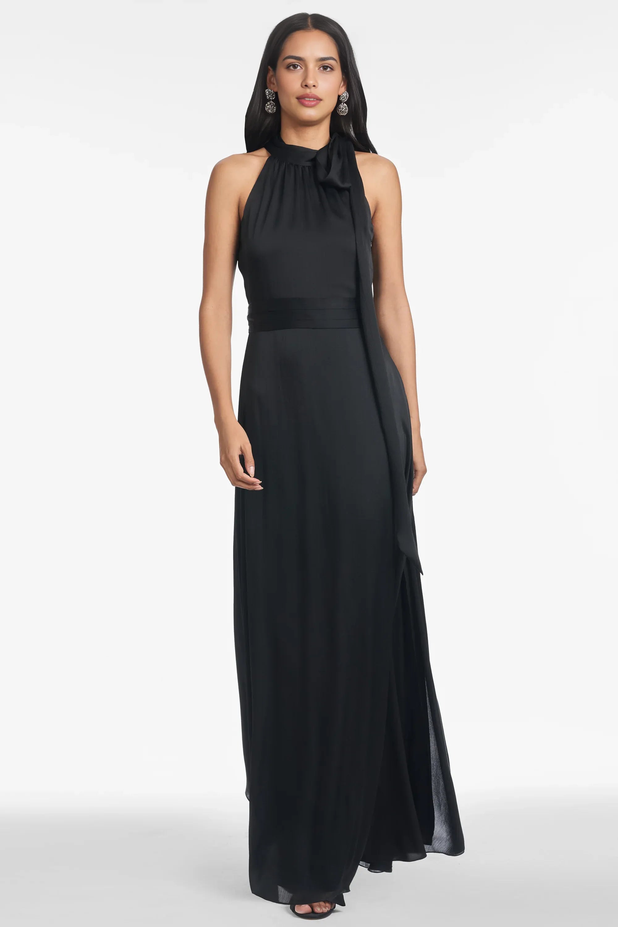 Modern Halter Mermaid Deep V Neck Sleeveless Open Back Floor Length For Ladies Evening Dress