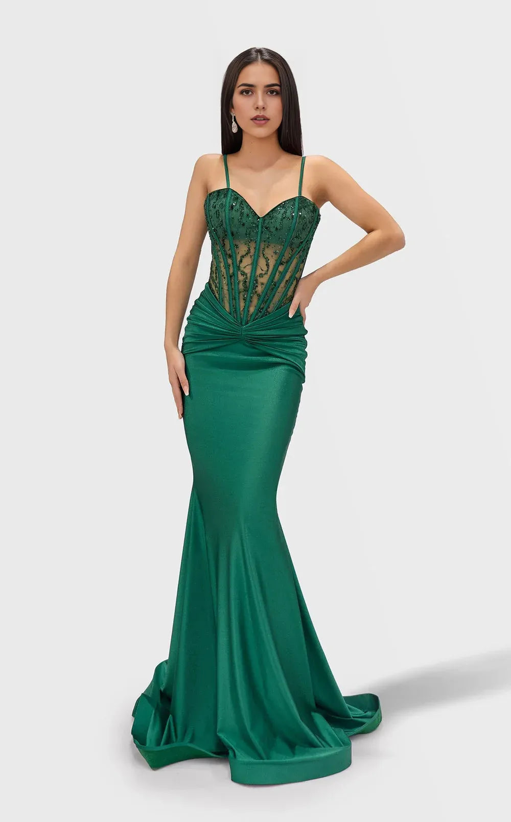 Modern Mermaid Sweetheart Sleeveless Open-Back Floor-Length Prom Dress