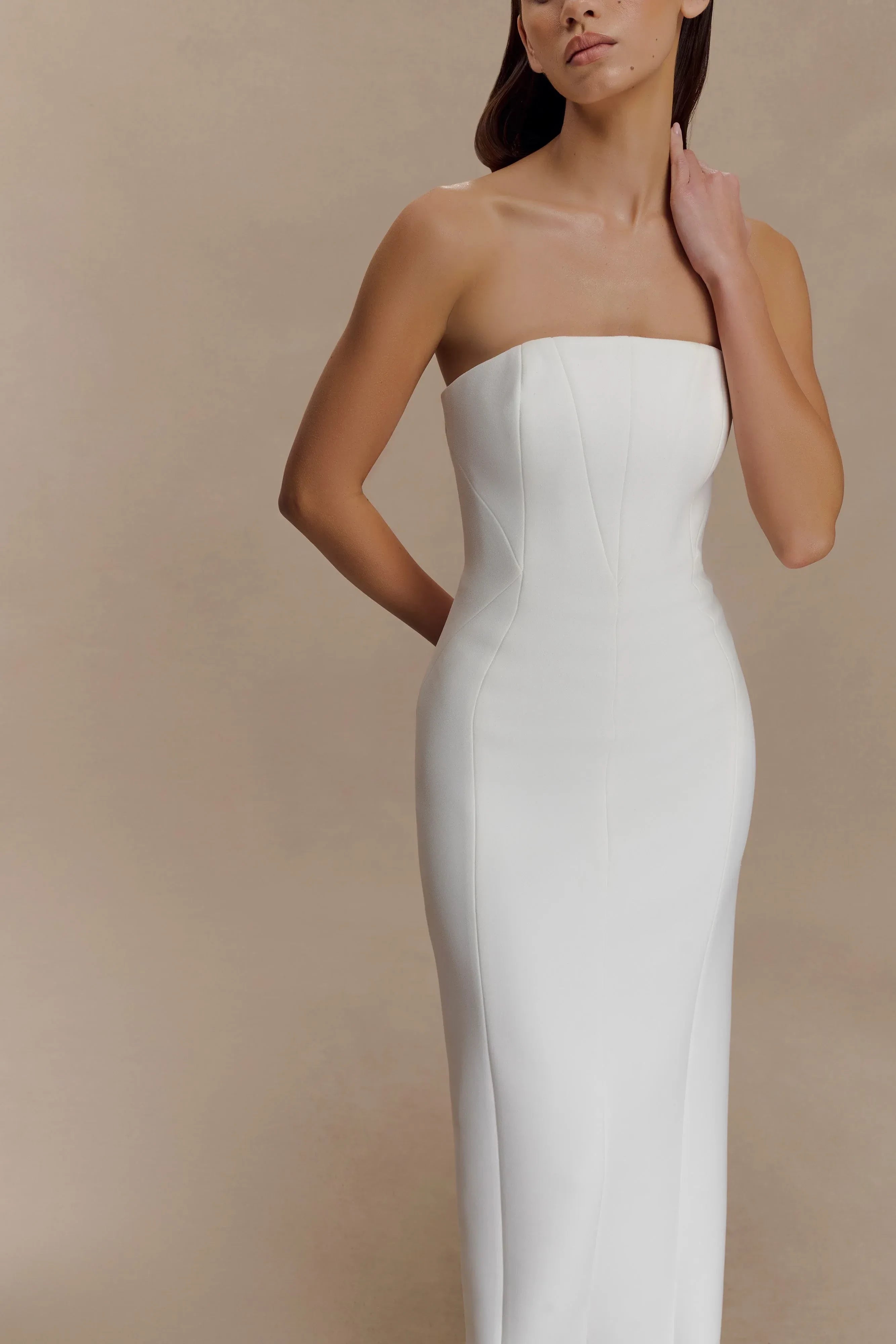 Modern Sheath Strapless Sleeveless Zipper Back Floor Length Prom Dress