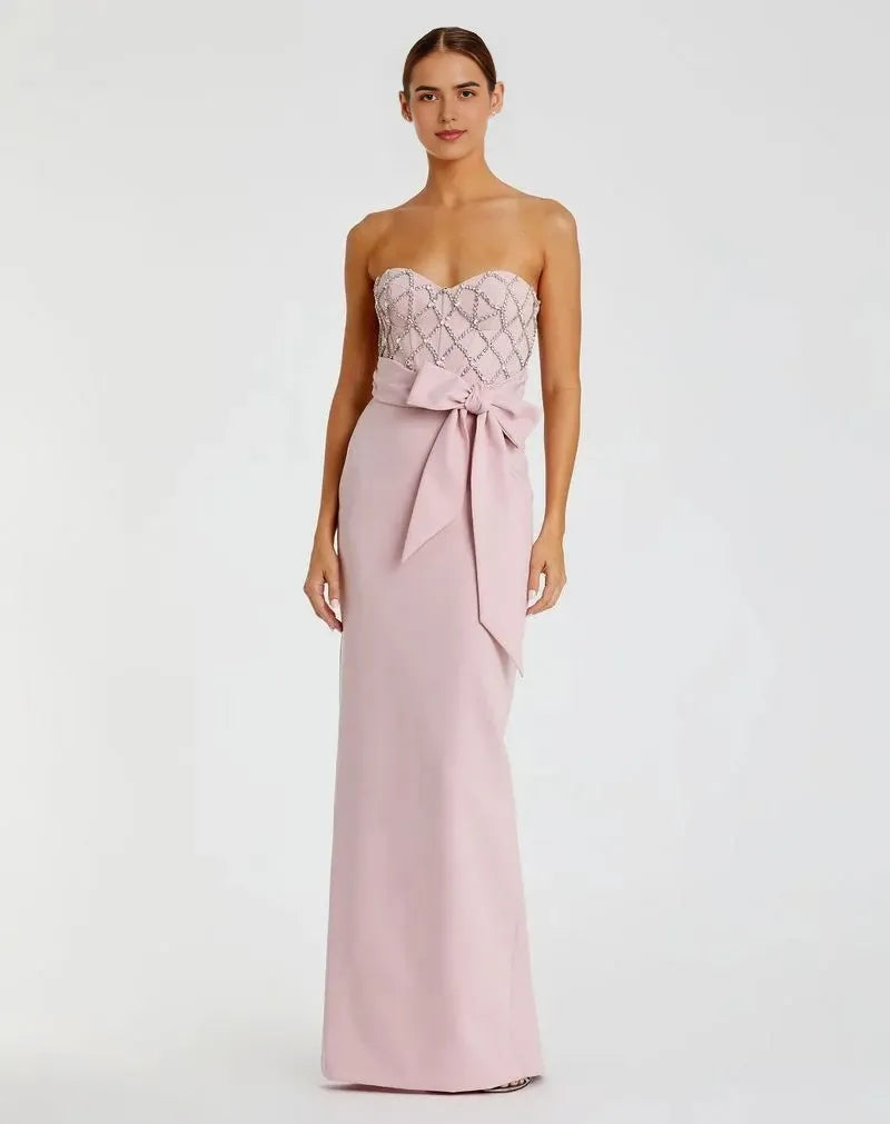 Elegant Sheath Sweetheart Strapless Zipper Back Floor Length Prom Dress