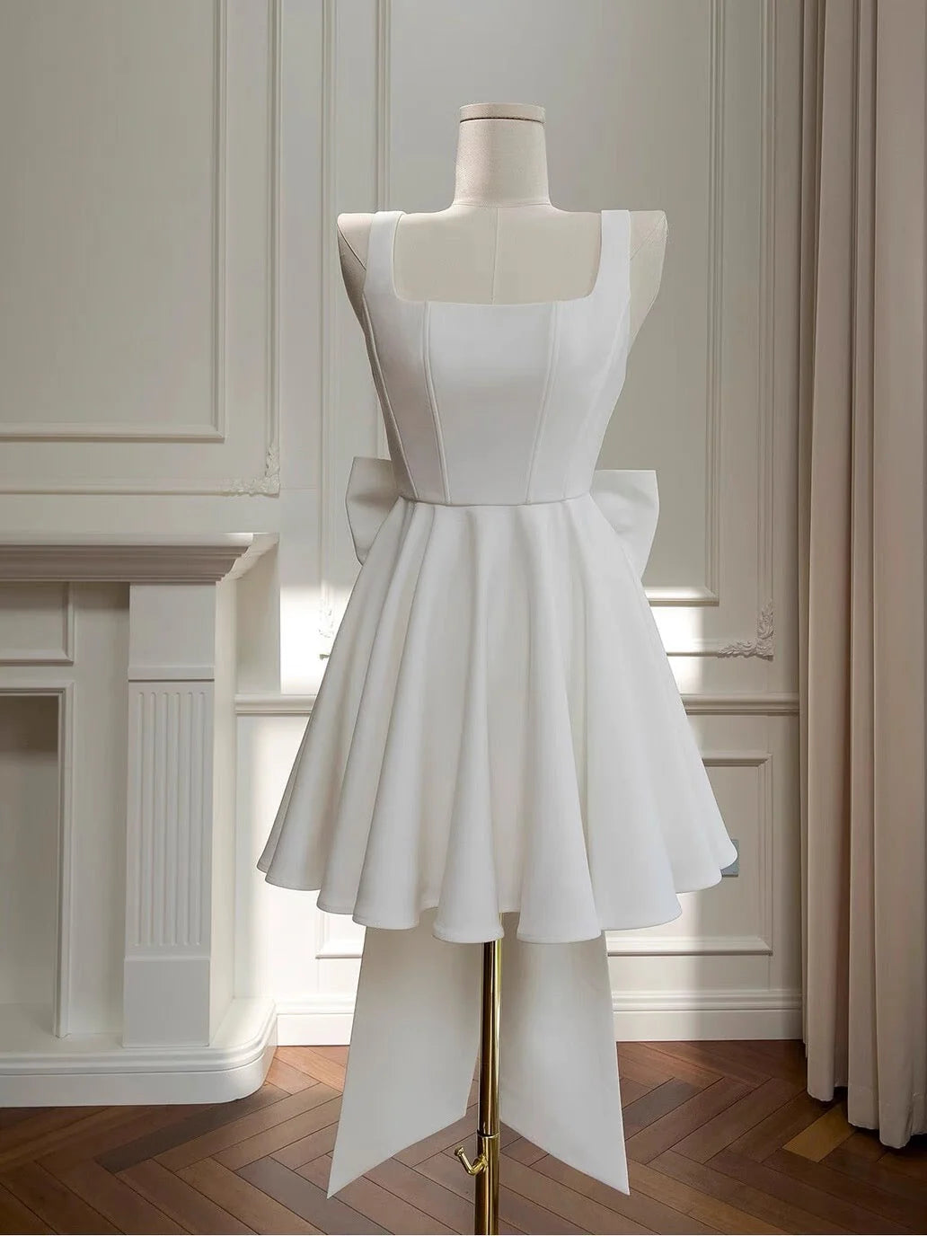 Modest A Line Square Neck White Formal 8th Grade Homecoming Dresses Middle School Short Birthday Gowns Graduation Dress Hoco Outfits