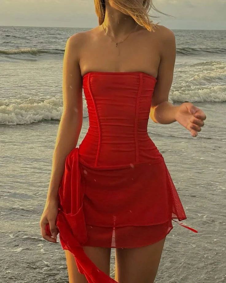 Modest A Line Strapless Red Short Formal Homecoming Dress Middle School Short 18th Birthday Outfits Graduation Dress Cocktail Dresses