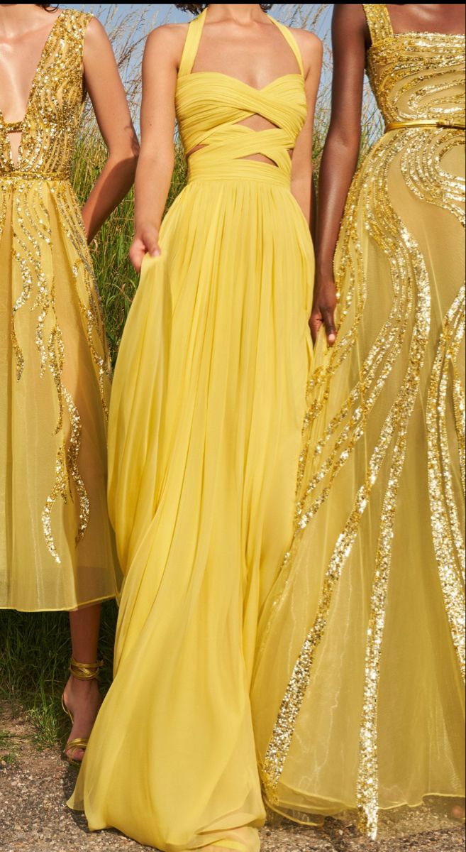 Modest A line Halter Chiffon Yellow Prom Dresses Formal Summer Spring Wedding Guest Dresses Wedding Guest Outfit simple gentle atmospheric and unique desi Bring summer colors to enhance whiteness