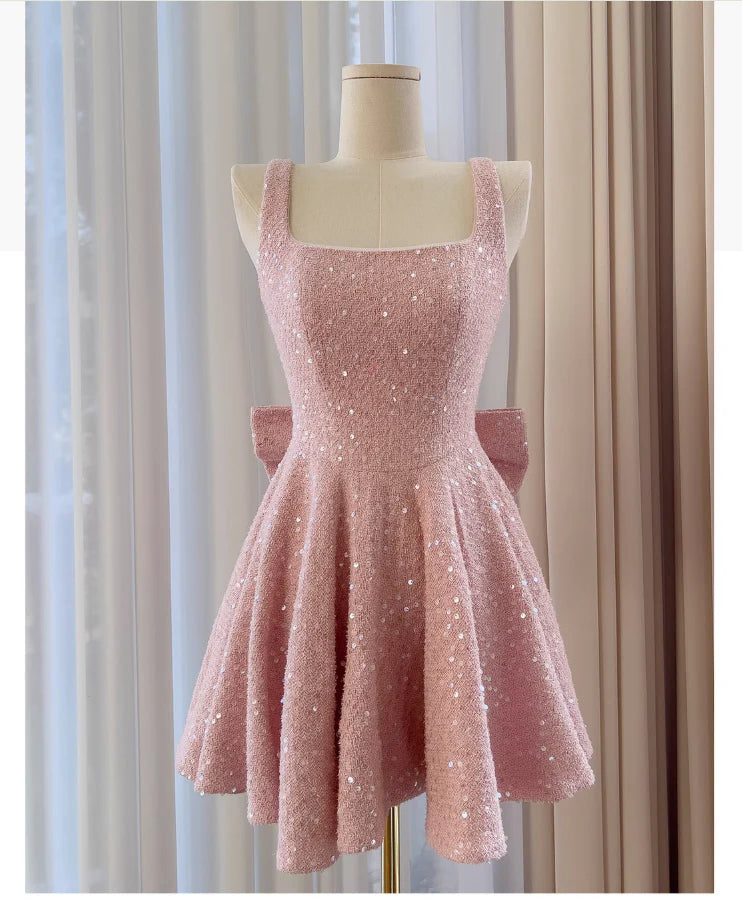 Modest A line Square Pink Short Mini Formal 8th Grade Homecoming Dresses Middle School Short Cocktail Dress Hoco Outfits simple gentle atmospheric and unique desi Bring summer colors to enhance whiteness