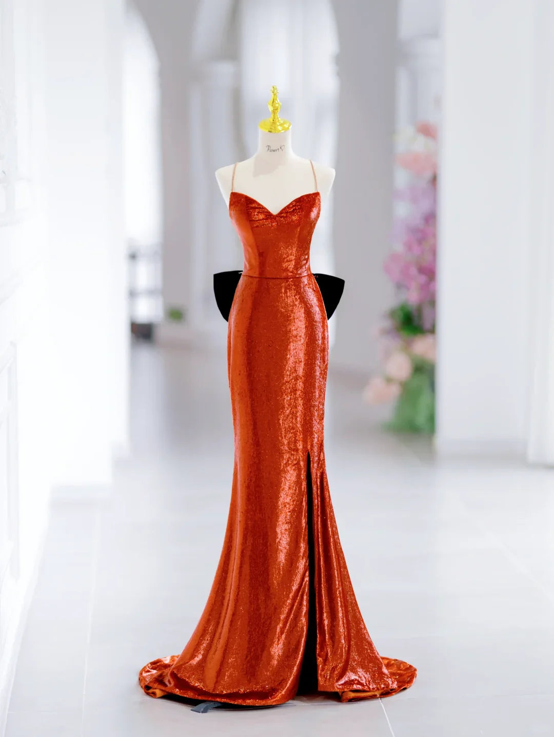 Modest Mermaid Spaghetti Straps Sequin Long Slit Evening Party Gowns Evening Dress Special Formal Dresses Prom Dress