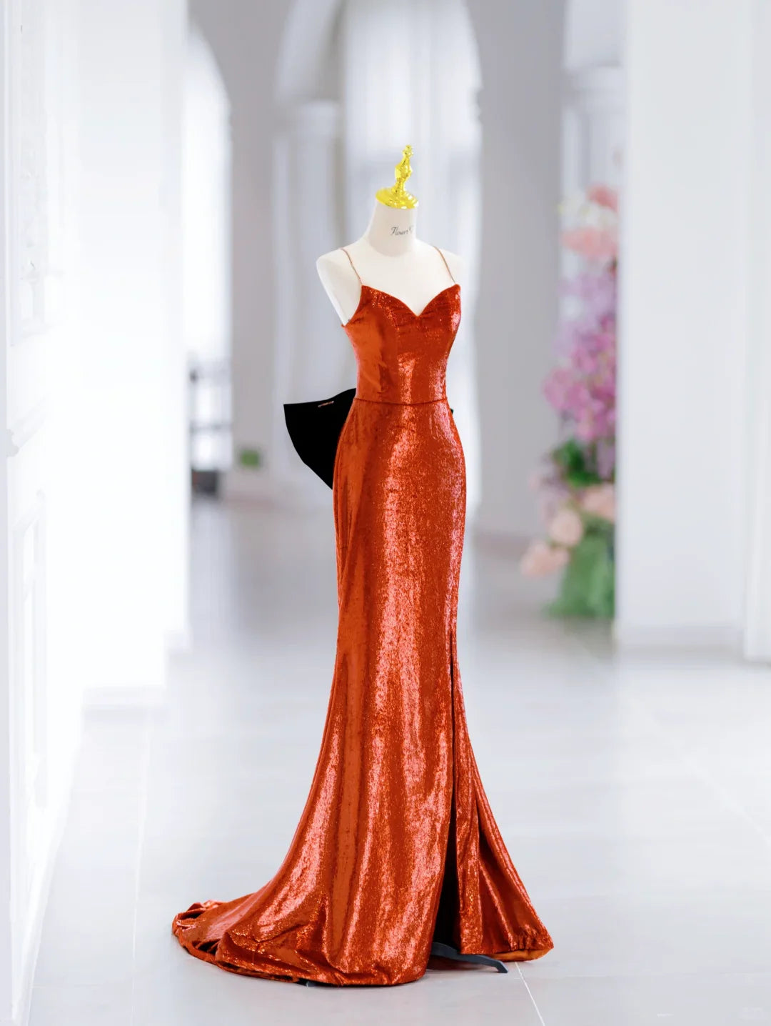 Modest Mermaid Spaghetti Straps Sequin Long Slit Evening Party Gowns Evening Dress Special Formal Dresses Prom Dress