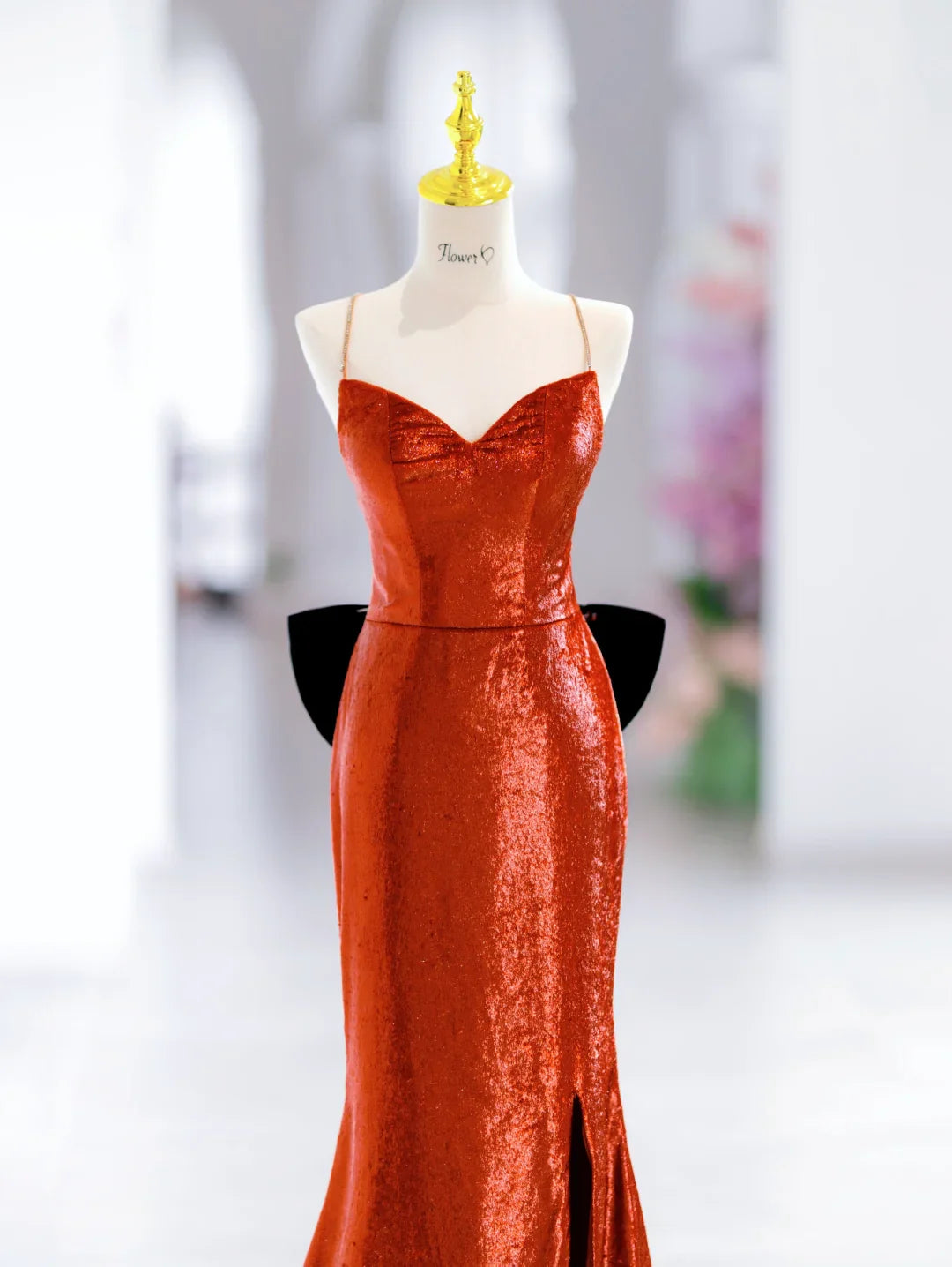 Modest Mermaid Spaghetti Straps Sequin Long Slit Evening Party Gowns Evening Dress Special Formal Dresses Prom Dress