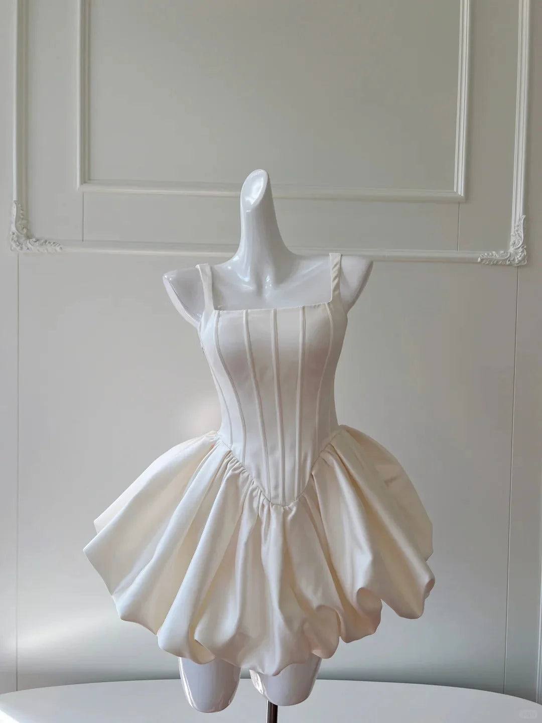 Moonlight White Short Satin Homecoming Dress Party Gown  simple gentle atmospheric and unique desi Bring summer colors to enhance whiteness