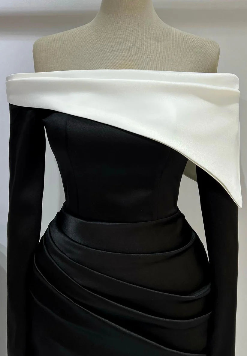 Off-Shoulder Long Sleeves Sleek Mermaid Formal Dress simple gentle atmospheric and unique desi Bring summer colors to enhance whiteness