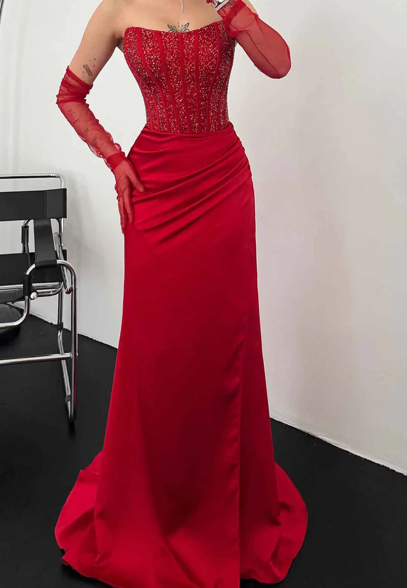 Off-Shoulder Sleeeveless Sleek Ruched Evening Dress Mermaid Prom Dress simple gentle atmospheric and unique desi Bring summer colors to enhance whiteness