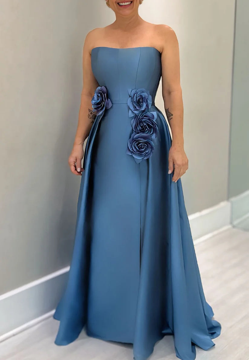 Off-Shoulder Sleeveless 3D Floral Sheath Mother of Bride Dress simple gentle atmospheric and unique desi Bring summer colors to enhance whiteness ﻿