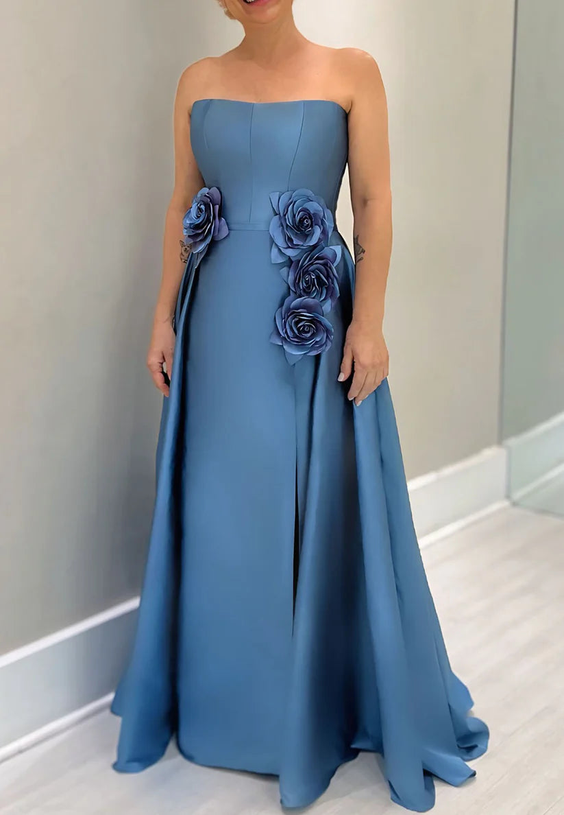 Off-Shoulder Sleeveless 3D Floral Sheath Mother of Bride Dress simple gentle atmospheric and unique desi Bring summer colors to enhance whiteness ﻿